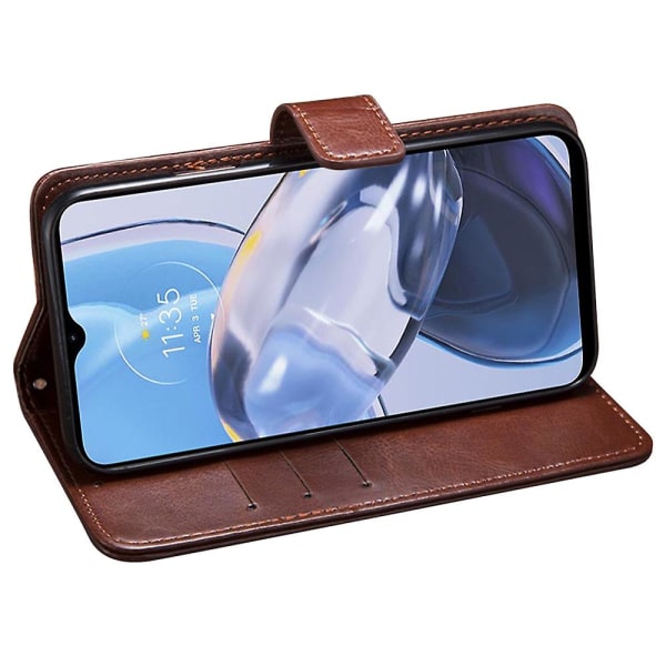 Idewei För Motorola Moto X40 5g Crazy Horse Texture Folio Flip Phone case Stativ Plånbok Pu Läder Stötsäkert cover Black