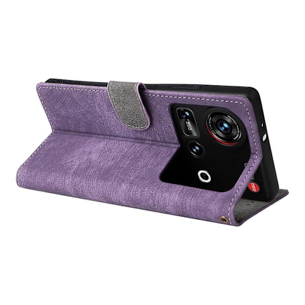 Plånboksfodral för ZTE nubia Z70 Ultra med RFID-skydd PU Läderfodral Ställ - Grön Multicolor Purple