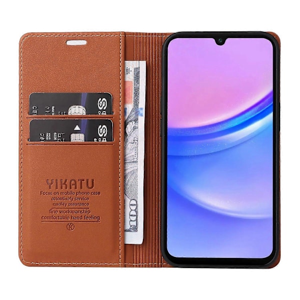YIKATU YK-001 Fodral för Samsung Galaxy A26 5G/A16 4G Ställ Läder Telefonskal Stark Stängning Multicolor Brown