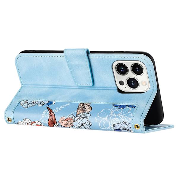 Telefon Case För Iphone 14 Pro Max, Korthållare Stativ Mönster Utskrift Cover Baby Blue