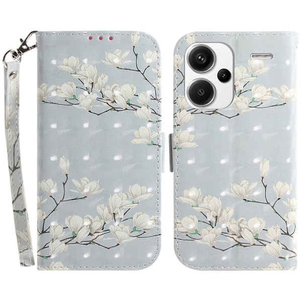 Til Xiaomi Redmi Note 13 Pro+ 5G Etui 3D Mønster Læder Wallet Telefon Cover Håndtaske Multicolor Magnolia