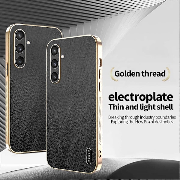KADEM Skal för Samsung Galaxy S24+ Elektropläterad Silkesstruktur PU+TPU Telefon Baksida Multicolor Black