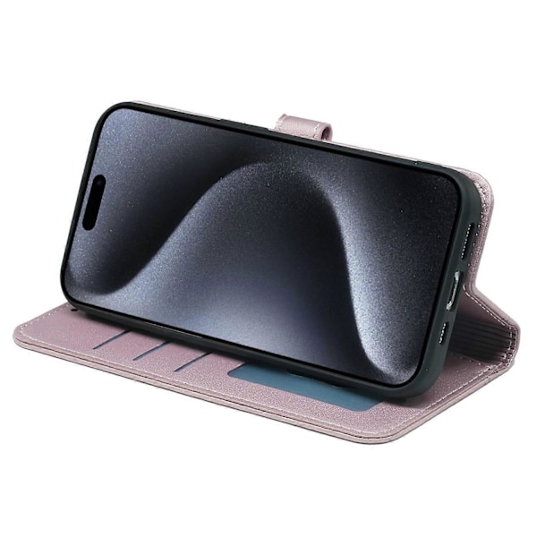 Til iPhone 16 Pro Max Wallet Case Magnetisk Lukning Læder Telefon Cover med Rem - Grøn Multicolor Rose Gold