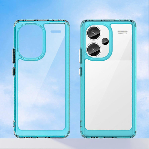 För Xiaomi Redmi Note 13 Pro+ 5G Mobilskal TPU + Akrylskydd Färgstark Ram Multicolor Transparent Blue