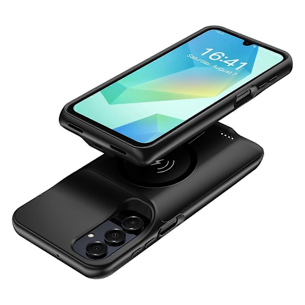 E10S TPU-kantladeetui med 6000 mAh utvidet batteri for Samsung Galaxy A16 5G, kompatibel med MagSa