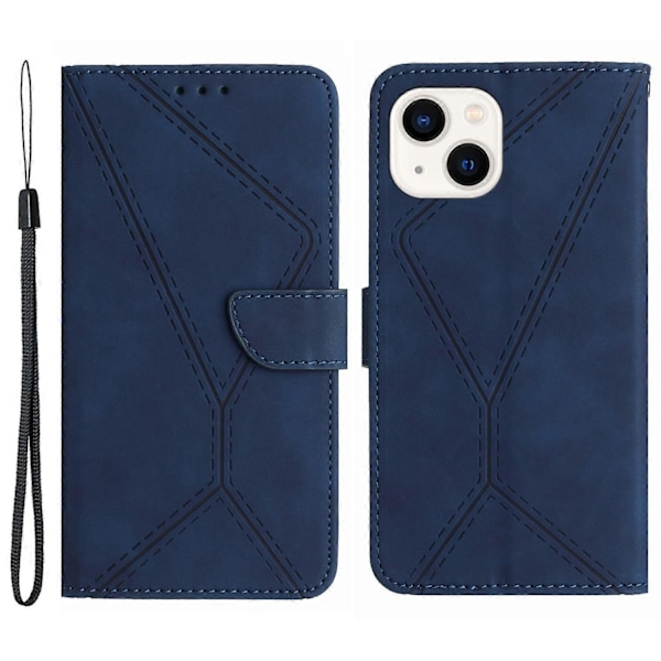 Nahkakotelo iPhone 15:lle, pehmeäpintainen, kääntyvä, jalustallinen lompakkokotelo, jossa painettu linjakuvio Multicolor Style F