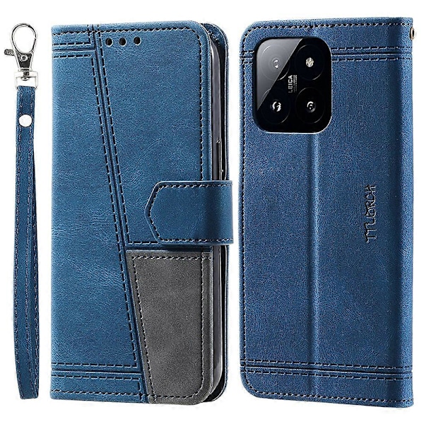 TTUDRCH Style 004 Xiaomi 14 -puhelinkotelo RFID-suojauksella ja nahkaisella yhdistelmällä Multicolor Style E