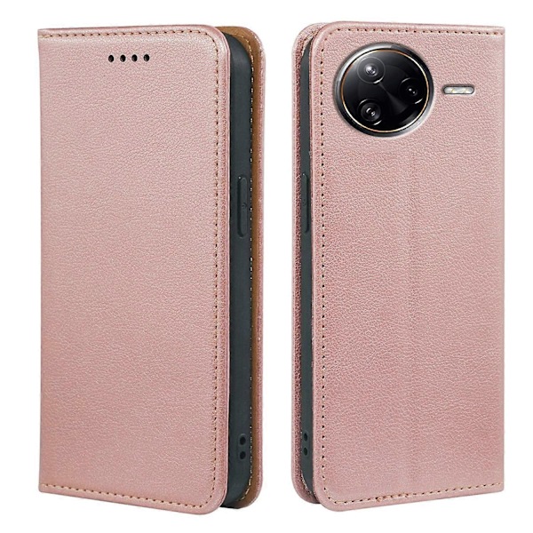 För Xiaomi Poco F7 Ultra 5G/ Redmi K80 Pro 5G Plånboksfodral RFID-blockerande Läder Telefonskal Stark M Multicolor Rose Gold