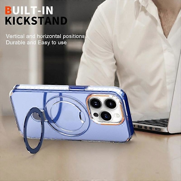 Kompatibel med MagSafe Støtte Case for iPhone 15 Pro Max Avtakbart PC+TPU Slim Telefondeksel Multicolor Style C