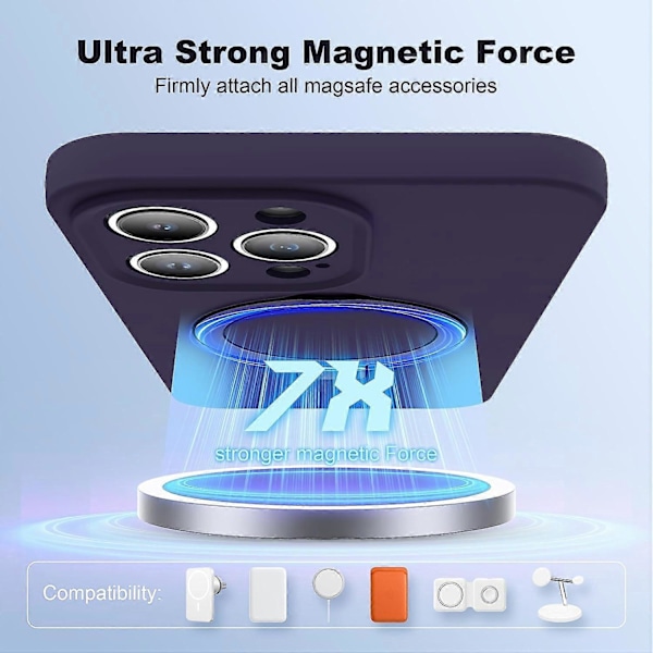Stöttåligt magnetiskt mobilskal i flytande silikon med stativ för iPhone 14 Pro Multicolor Style G