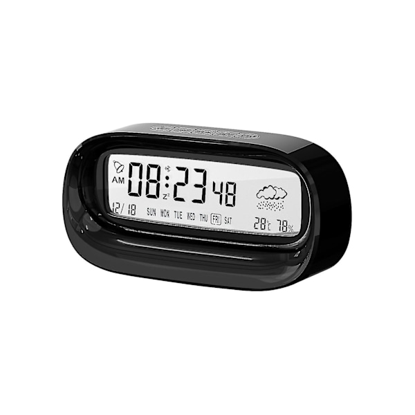 Digital väckarklocka, batteridriven stor sifferskärm Kompakt väckarklocka för sovrumskalender Temperaturtimer LCD-klocka med snoozeläge LCD Ala