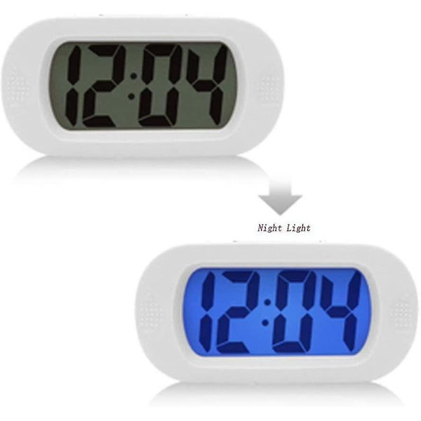 Digitalt Vækkeur, Opgraderet Stødsikkert LCD Display Rejse Vækkeur Med Silikone (12 Timer) Hvid