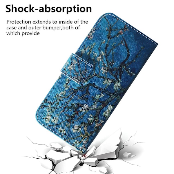 Til Xiaomi Redmi 13C 4G/13C 5G/Poco C65 4G/Poco M6 5G/13R 5G Etui PU Læder Wallet Stand Cover Multicolor Apricot Flowers