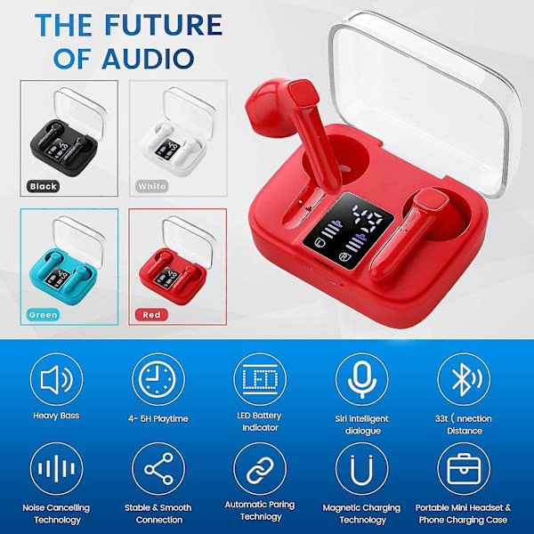 Qian Bluetooth Hodetelefoner, Trådløse Hodetelefoner Med Stereolyd, Bluetooth 5.0 Headset, Trådløse In-ear Øretelefoner Med Mikrofon Og Mini Bærbar C