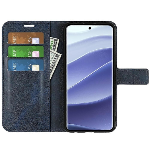 Til Xiaomi Redmi Note 14 Pro 5G Stand Case Anti-Scratch Kalvetekstur Læder Telefon Cover Multicolor Style E