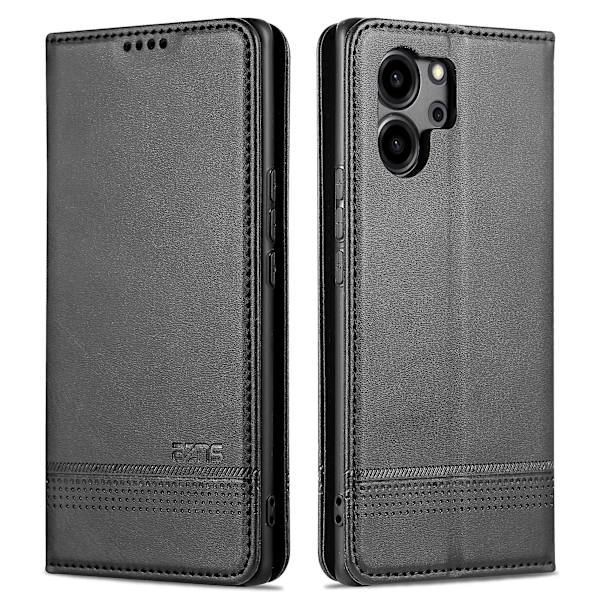 Azns For Honor 80 Se 5g PU-nahkalompakkokotelo Käännettävä Foliojalusta Magneettinen Itsekiinnittyvä Suojakuori Black