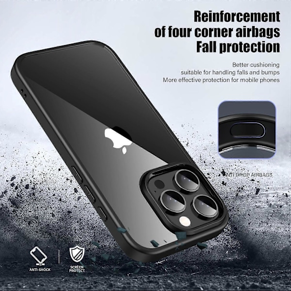 Stöttåligt Slimmat Hårt PC+Mjukt TPU Skal för iPhone 16 Pro Max - Grå Multicolor Black