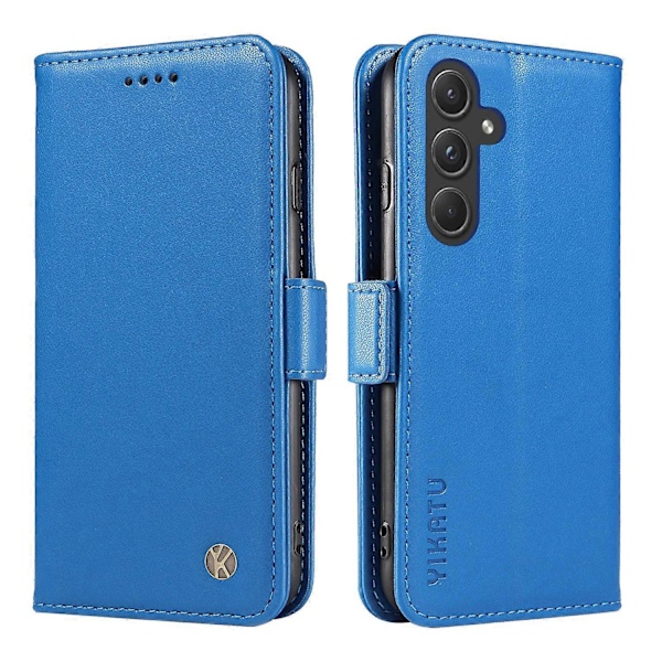 YIKATU YK-003 Læder Wallet Case med Magnetisk Lukning til Samsung Galaxy A55 5G Multicolor Sky Blue