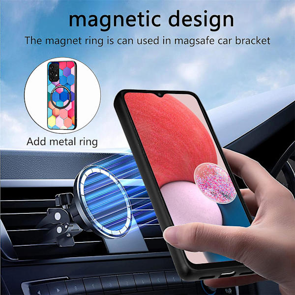 Mönstertryckt phone case för Samsung Galaxy A13 4g, Pu-läderbelagd PC+tpu cover med metallring Iridescent Cloud