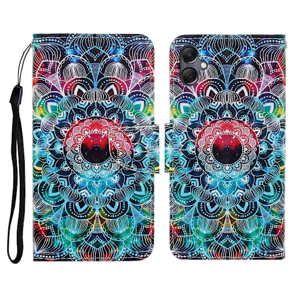 Skal för Samsung Galaxy A06 Mönstertryck Skyddande Läderfodral - Maskros Multicolor Mandala