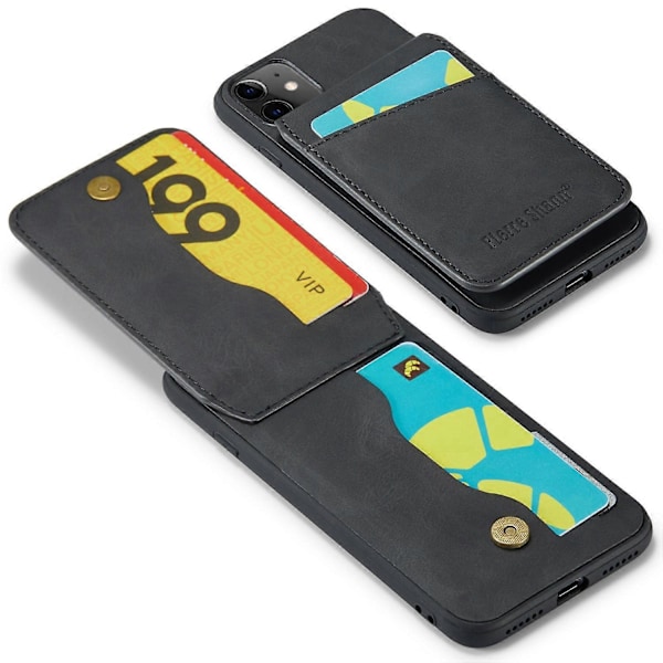 FIERRE SHANN Kickstand -puhelinkotelo iPhone 11:lle PU-nahkaa+TPU-korttipaikkakotelo Multicolor Style A
