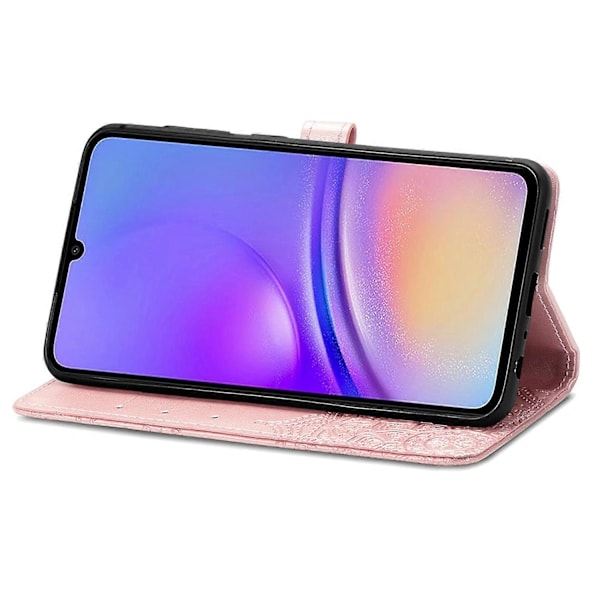 Til Samsung Galaxy A06 Etui Mandala Præget Design Læder Wallet Telefon Cover - Grå Multicolor Rose Gold