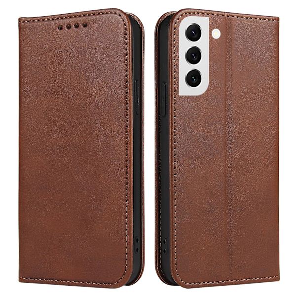 Fallsäkert phone case för Samsung Galaxy S21 Fe 5g , Pu läder plånboksställ Business Style Cover Brown
