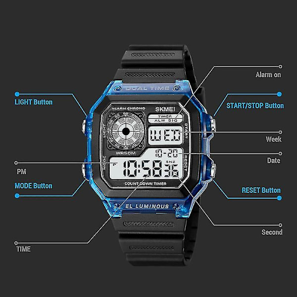 Skmei 1998 Transparent Shl Watch för utomhusbruk White