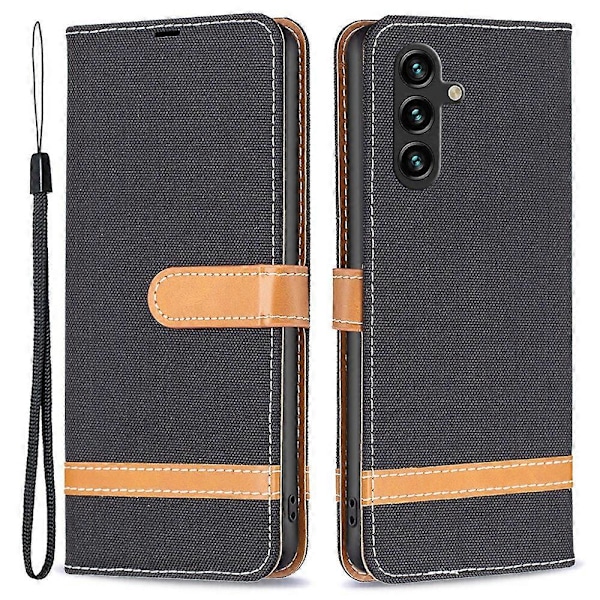 Skal till Samsung Galaxy A15 4G Jeans Tyg Splicing PU Läder Telefonfodral Multicolor Style A
