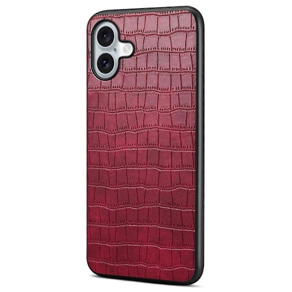För iPhone 16 Plus Skal Krokodiltextur Läderbelagd PC+TPU Telefonfodral Multicolor Style C