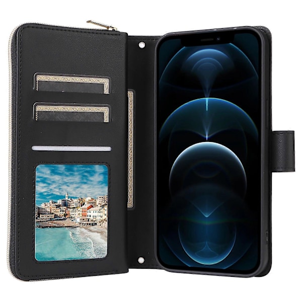 Til iPhone 12 Pro Max Wallet Case Rhombus Grid Læder Telefon Cover med Korte/Lange Stropper Multicolor Style A