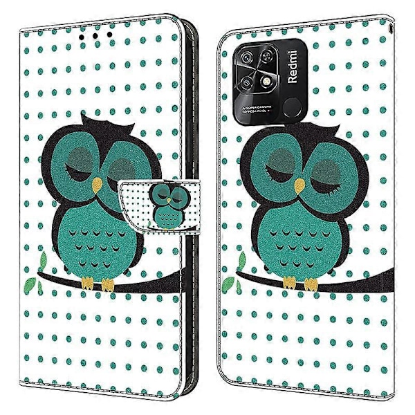 Læderetui med mønstertryk til Xiaomi Redmi 10C 4G Etui Anti-Drop Wallet Telefonetui Multicolor Style D