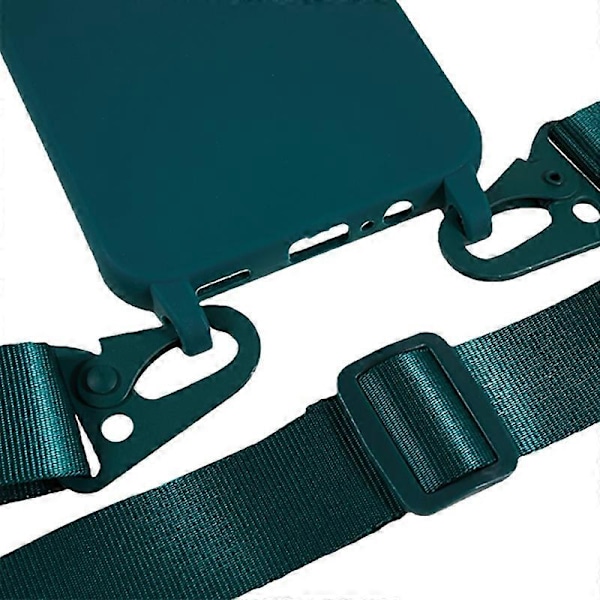 Samsung Galaxy A05s 4G takakansi, matta TPU-kotelo pitkällä kaulanauhalla Multicolor Dark Green