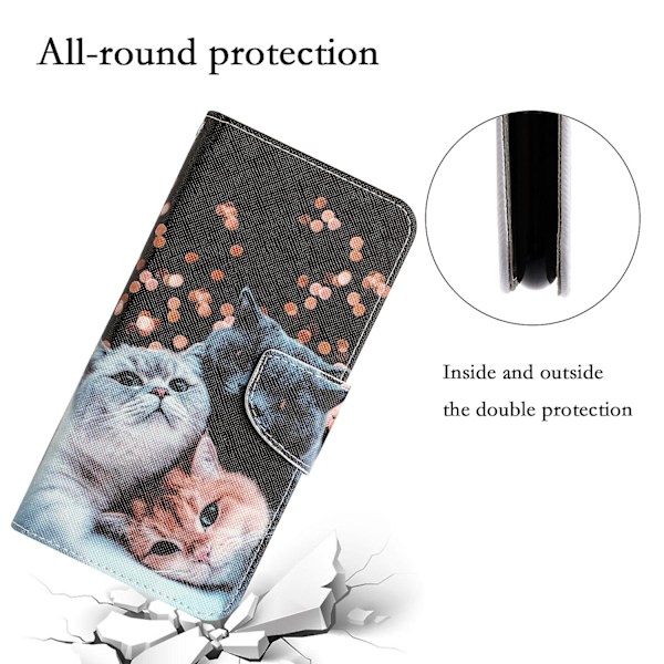 För Xiaomi Redmi 12c 4g Pu cover Mönstertryck Plånboksställ Flip Phone case Cats