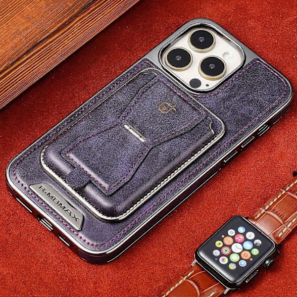 RMBMAX Fodral för iPhone 13 Pro Max 6,7 tum Magnetiskt PU-läder + TPU-telefonskal med Ställ Multicolor Dark Violet