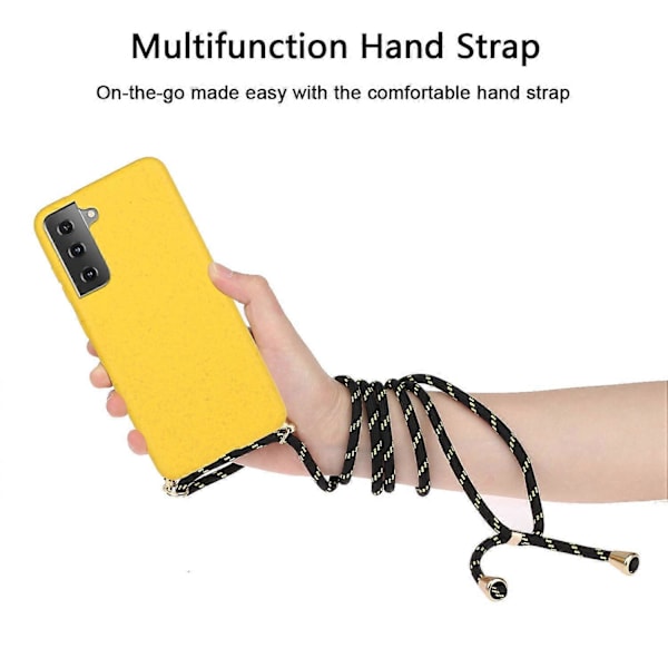 For Samsung Galaxy S21 4G/5G Deksel i myk TPU av hvetestrå med fallbeskyttelse og multifunksjonell stropp Multicolor Style D