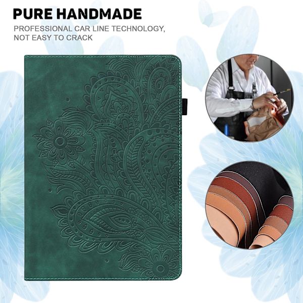 För Amazon Fire Max 11 Pu Läder Case Korthållare Mönstertryckt Stativ Cover Green
