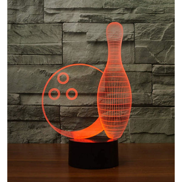 Ltd Creative Bowling Bottle 3d Nattljus USB Powered Touch Switch Fjärrkontroll Led Decor Optisk Illusion 3d Lampa 7/16 Färger Ändrar Barn Ki