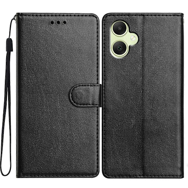 Læder telefoncover med pung, stativ og praktisk rem til Samsung Galaxy A05 4G - Grøn Multicolor Black
