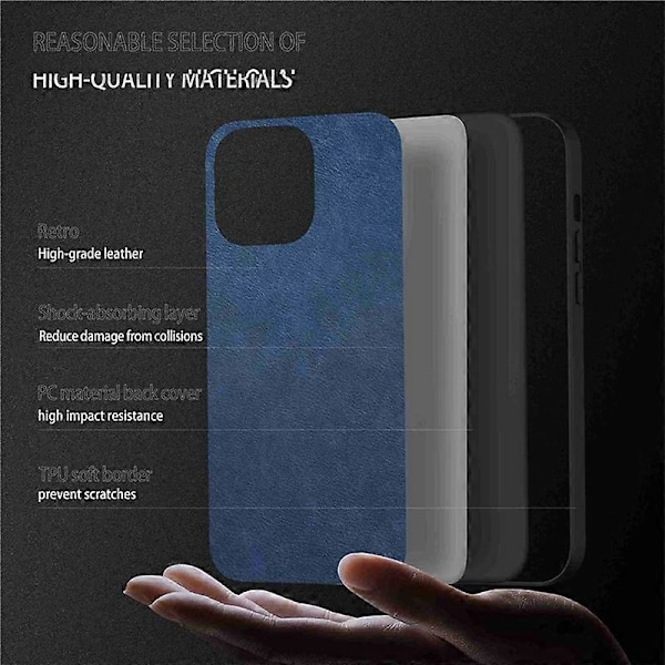 Mobilskal för iPhone 15 Pro Max Fodral PU Läderbelagd TPU+PC Smartphone Skal Multicolor Style C