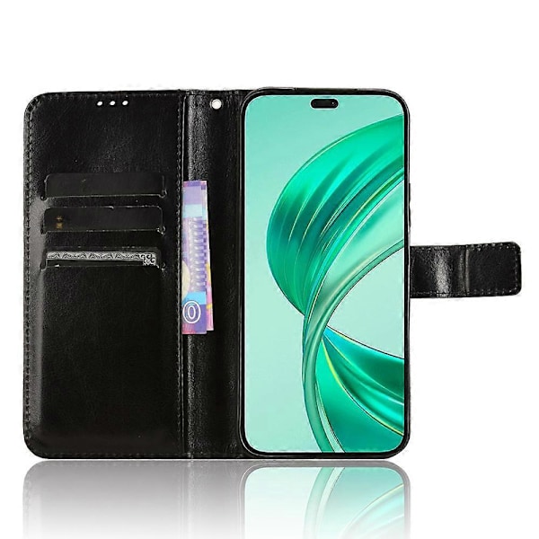 Honor X8c 4G -kotelo Crazy Horse -kuvioitu PU-nahkainen puhelinlompakkokotelo Multicolor Black