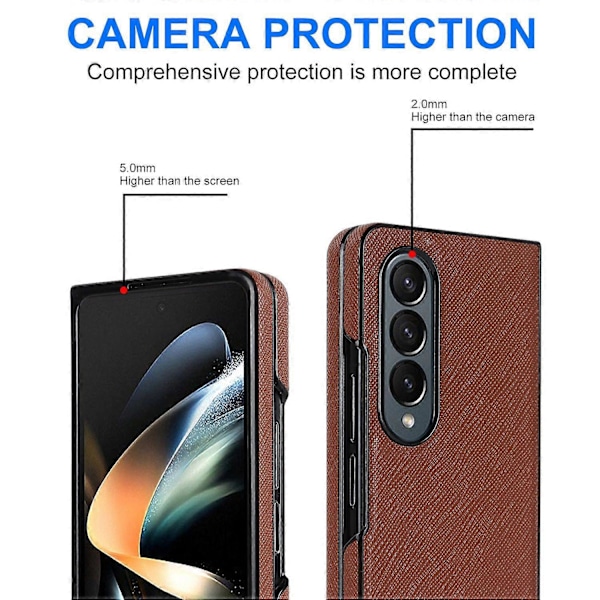 Samsung Galaxy Z Fold4 5G Iskunkestävä Puhelinkotelo PU-nahka+PC Ristikkäiskuvioitu Suojus Multicolor Style E