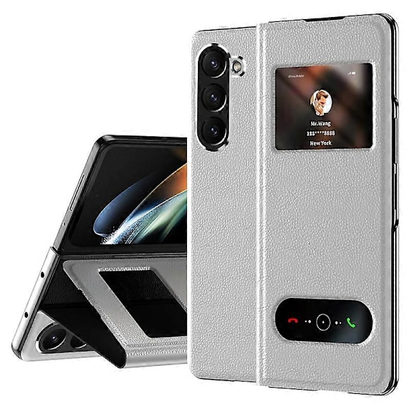 För Samsung Galaxy Z Fold6 5G Fodral PU Läder Litchi Textur Telefonskal Visningsfönster Multicolor Style C