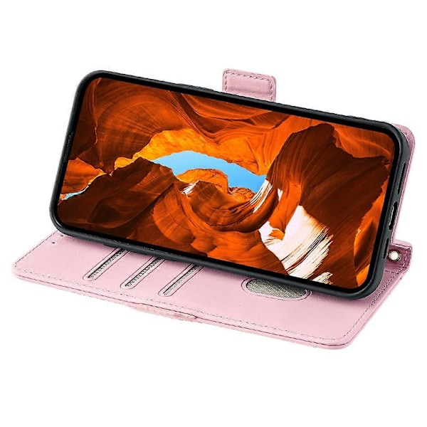 Læder Wallet Case med RFID-blokering og stativ til Realme GT 7 Pro 5G med håndrem - Grøn Multicolor Pink