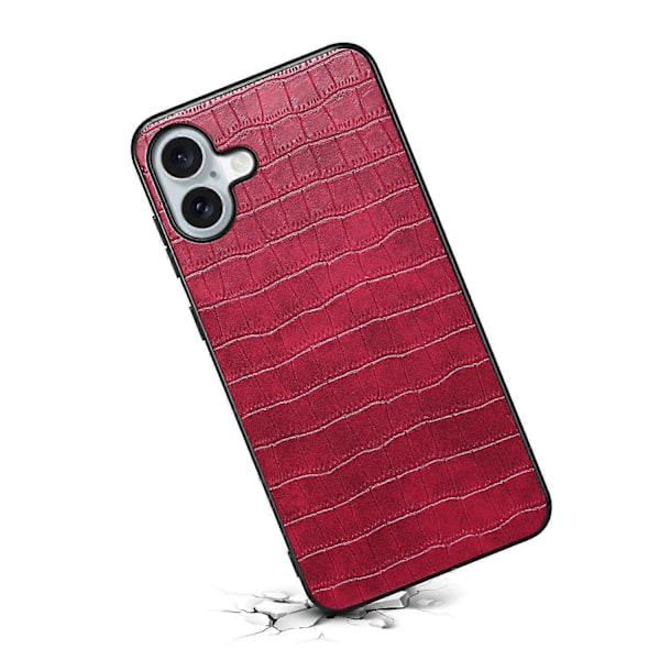 För iPhone 16 Plus Skal Krokodiltextur Läderbelagd PC+TPU Telefonfodral Multicolor Style C