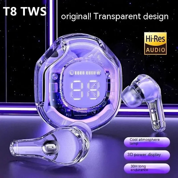 Tws Trådløse Bluetooth Ørepropper med LED Digital Display Hifi Trådløse In-Ear Høretelefoner til Xiaomi Hovedtelefoner Pink