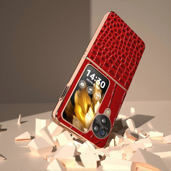 Skal för Oppo Find N3 Flip 5G Krokodiltextur Äkta Läder+PC Mobilskal Multicolor Style D