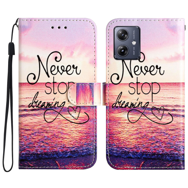 För Motorola Moto G54 5g case Mönstertryck plånbok cover Never Stop Dreaming