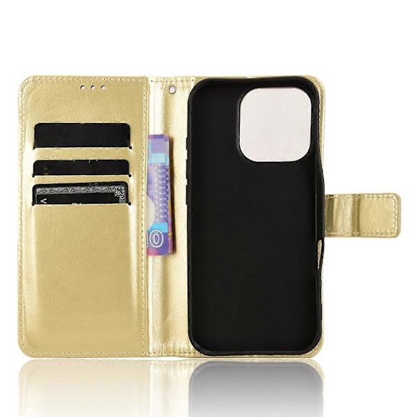 Til iPhone 16 Pro Cover Crazy Horse Tekstur PU Læder Telefon Wallet Cover Multicolor Style C