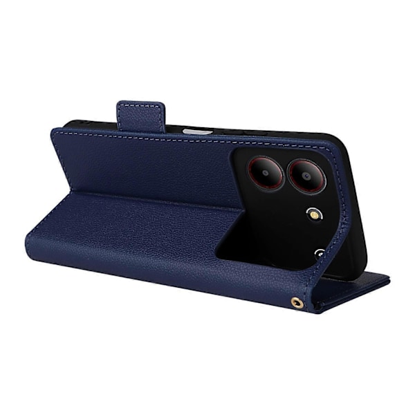 Læder Wallet Telefon Cover til ZTE Blade A54 med Håndledsrem Multicolor Dark Blue